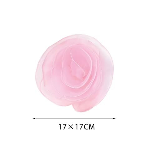 10inch Extra Large Flower Brooch Pin for Women Fashion Dainty Organza Satin Fabric Big Camellia Brooches Lapel Pins Wedding Dance Party Dress Accessories Exaggerated Jewelry Gift - color: 6 inch Pink