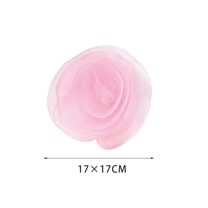 10inch Extra Large Flower Brooch Pin for Women Fashion Dainty Organza Satin Fabric Big Camellia Brooches Lapel Pins Wedding Dance Party Dress Accessories Exaggerated Jewelry Gift - color: 6 inch Pink
