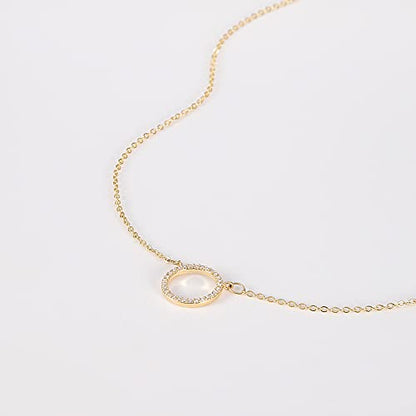 HANLI 14K Gold Plated Necklaces for Women - Dainty Butterfly, Star of David, Moon and Star, Sun, Lotus, Infinity, Hummingbird, Bee,Boots,Chill,Sunflower Pendant Designs - Elegant Jewelry for Women - color: Circle CZ