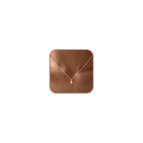 FUNEIA Diamond Necklaces for Women 14K Gold Plated Emerald Birthstone Necklace for Women Mothers Dainty Gold Necklace Blue Green Cubic Zirconia Pendant Necklace Birthday Gifts for Women Jewelry - color: 11. November(Citrine)-Silver