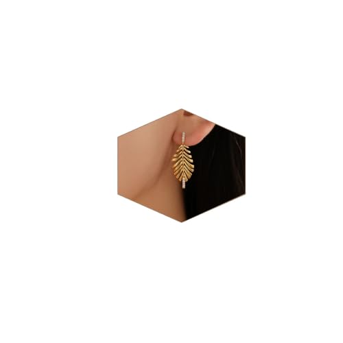 Sylph 14K 18K Gold Plated Chandelier Earrings for Women, Long Tassel Earring Huggie, Silver Leaf Dangle Drop Earrings, Dainty Bohemian Jewelry Gifts for Wedding Everyday Wear - color: D-Lightweight Feather Earrings Gold Plated