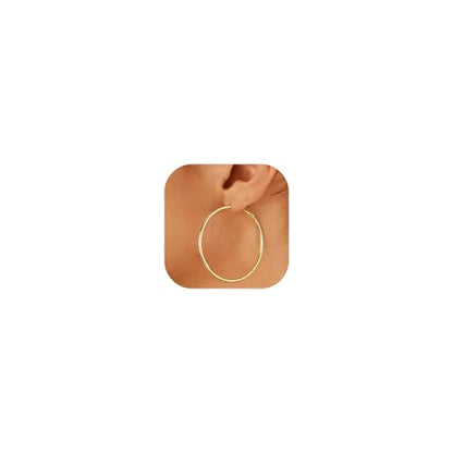 14K Gold Plated 925 Sterling Silver Posts large Hoop Earrings for Women, Hypoallergenic Big Hoop Earrings Lightweight Jewelry for Women 30/40/50/60/70MM - color: Gold-50mm