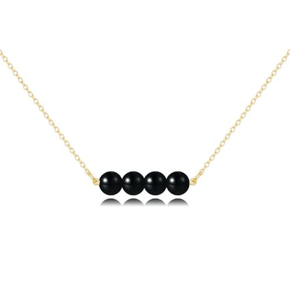 KECHO 14K Real Gold Beads Pendant Necklace Solid Yellow Gold Jewelry Anniversary Birthday Gifts for Women - color: Black Onyx 4