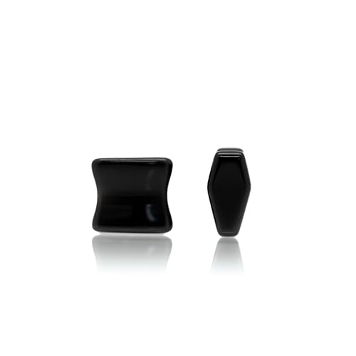 Forbidden Body Jewelry Natural Obsidian Black Stone Coffin Shaped Double Flare Plugs, Gauges, Tunnels - style: 0GA (8mm)