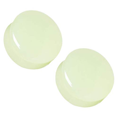 Pierced Owl - Natural Glow in the Dark Moonstone Saddle Plugs, Sold as a Pair - style: 25mm (1")