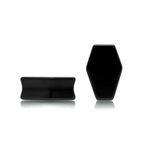 Forbidden Body Jewelry Natural Obsidian Black Stone Coffin Shaped Double Flare Plugs, Gauges, Tunnels - style: 7/8" (22mm)
