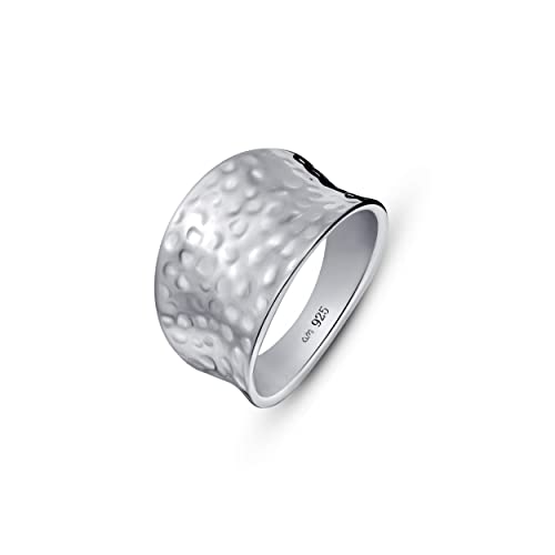 Amberta Women's 925 Sterling Silver Hammered Ring