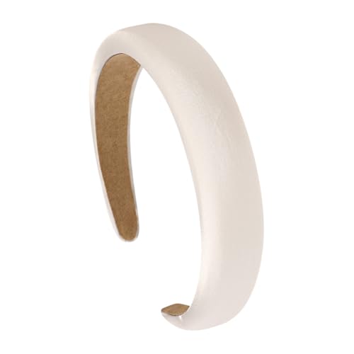 Wide Satin Padded Headband Plain Solid Color Hair Band Yoga Vintage Hair Hoop Fashion Head Band Fabric Covered Headband Sponge Spa Headband for Women Girls White