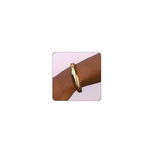 Gold Plated Cuff Bangle Bracelets For Women Trendy Hinged Cuff Open Wide Chunky Gold Bracelet Minimalist Bangle Jewelry Gift - color: Gold Round
