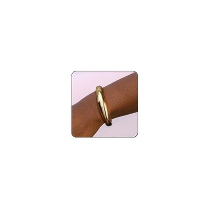 Gold Plated Cuff Bangle Bracelets For Women Trendy Hinged Cuff Open Wide Chunky Gold Bracelet Minimalist Bangle Jewelry Gift - color: Gold Round
