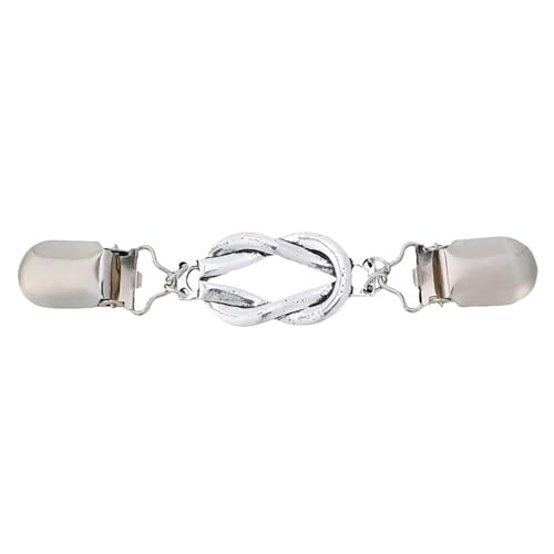 Retro Styles Sweater Clip Cardigan Neckline Clasp In Sturdy Metal Collar Clasp For Fashion Forward Women - color: Ancient Silver