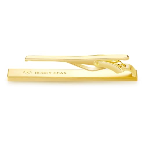 HONEY BEAR 5cm/5.4cm/6cm Mens Tie Clip Bar for Normal Size Steel Business Wedding Gift 1.97"/2.12"/2.36" - style: 6cm Brushed Gold horizontal