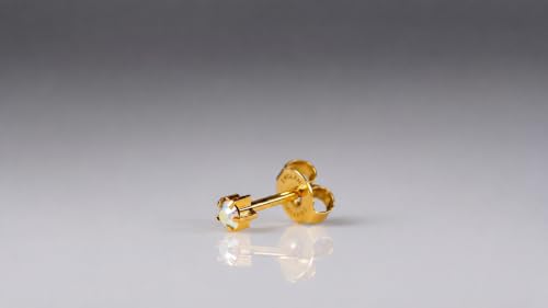 Caflon 16G 24K Gold Plated Rock Crystal Piercing Studs, Sterilized, 4/5mm | 24K gold plated, hypoallergenic, sterilized, gun or needle safe, 4mm-5mm - size: 5mm