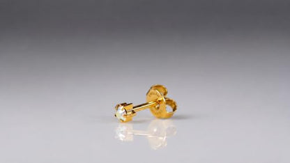 Caflon 16G 24K Gold Plated Rock Crystal Piercing Studs, Sterilized, 4/5mm | 24K gold plated, hypoallergenic, sterilized, gun or needle safe, 4mm-5mm - size: 4mm