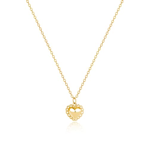Zeffy Dainty Gold Heart Necklace for Women Trendy 14K Gold/Silver Plate Cute Heart Pendant Choker Necklaces Gold Love Heart Chain Necklace for Women Dainty Gold Jewelry Gifts for Women - style: Flower Heart Necklace-Gold