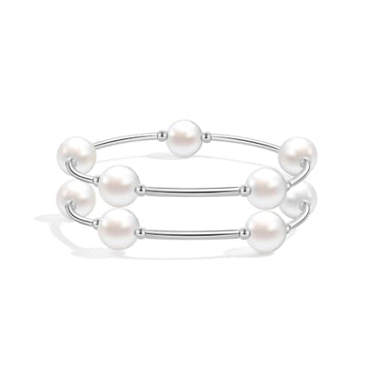 Elegance 11 designs 10mm Crystal White Pearl Blessing Bracelet - style: Style-silver 2pcs