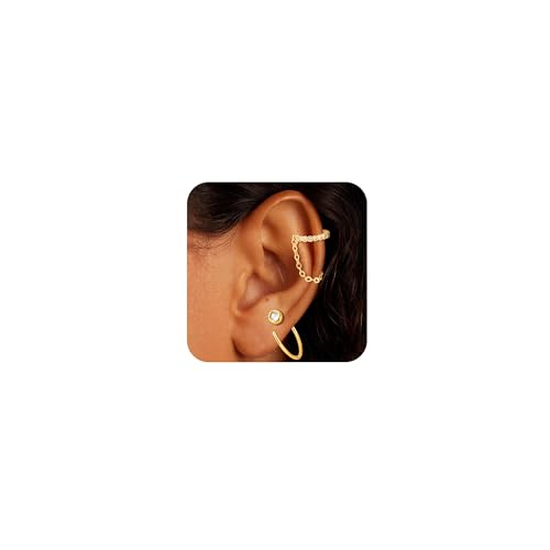 Ear Cuff Earrings for Women Non Piercing - 18K Really Gold Plated Cuff Earrings Trendy Cubic Zirconia Huggie Hoop Cartilage Earring Jewelry Gifts Gold Earring fpr Women Girls - color: 04-CZ-Earrings Cuff