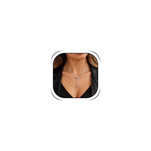 Roe Dolph Snake Chain Lariat Necklace for Women Gift Fashion Accessory Adjustable Y Necklace Sliding Bead Drop Pendant Gold Tone Silver Tone - color: A4：silver
