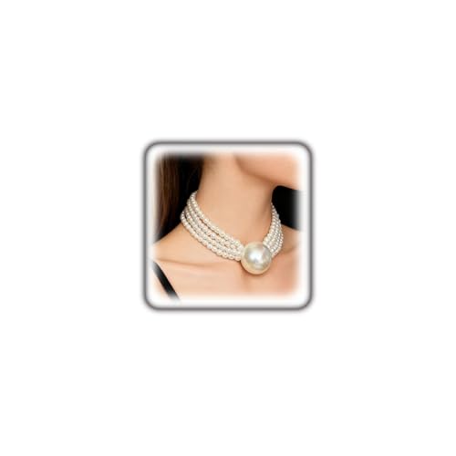 Big Chunky Layered Faux Pearl Beaded Choker Necklace for Women, Vintage Dainty Adjustable Collar Necklace Trendy Statement Bridal Jewelry Party Gifts - color: White
