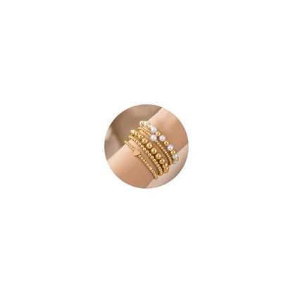 Gold Bracelets for Women 14K Gold Charm Bracelet Non Tarnish Gold Jewelry for Women Valentines Day Beaded Bracelets Stackable Bracelets