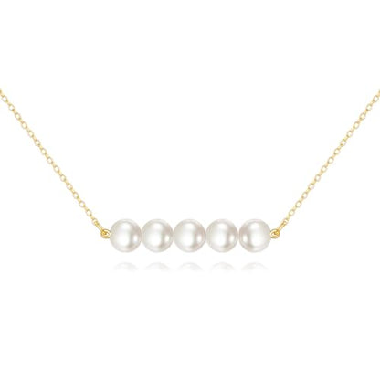 KECHO 14K Real Gold Beads Pendant Necklace Solid Yellow Gold Jewelry Anniversary Birthday Gifts for Women - color: White Pearl 5