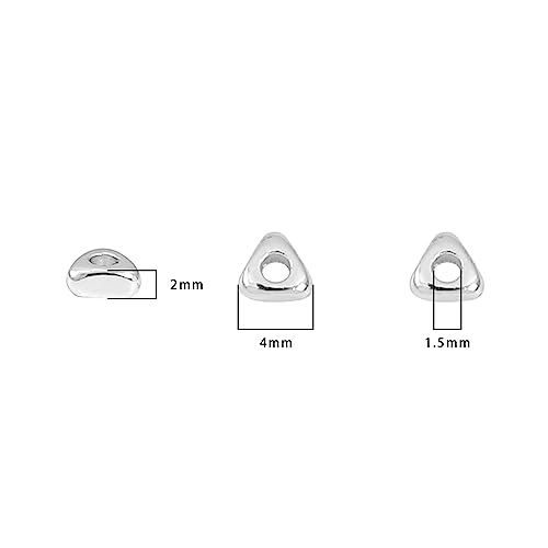 Silver Plated Triangle Spacer Beads 4x2mm 50pcs for Jewelry Making Findings Non Tarnish - color: Silver, size: 4x2mm Triangle