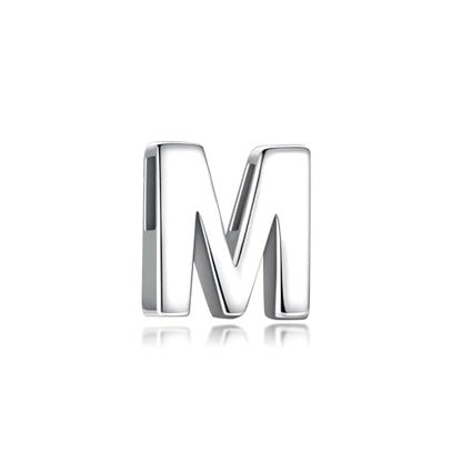 CANDYFANCY Initial Pendant 925 Sterling Silver Letters Personalized Alphabet Pendant Fit 1mm Box Chain - color: Alphabet M Pendant