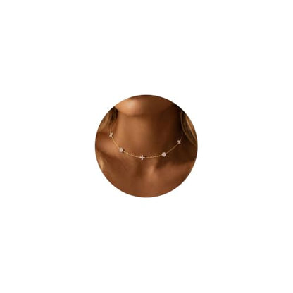 Gold Choker Necklace for Women, Dainty Gold Necklace 14k Gold Plated Simple Coin Butterfly Choker Necklaces for Women Trendy Charm Cute Non Tarnish Gold Necklace Fashion Waterproof Jewelry - color: A-Gold