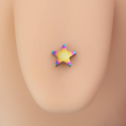 4Pcs 14G Stainless Steel Tongue Rings for Women Simple Heart Star Maple Leaf Tongue Ring Straight Bar Tongue Barbell Hypoallergenic Tongue Piercing Jewelry - style: Star