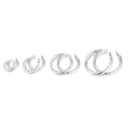 PAVOI Chunky Gold Hoop Earrings for Women, Lightweight 14K Gold Plated | Gold Hoops, Gold Plated Earrings, Womens Earrings, 14K Gold Hoop Earrings - color: White Gold, size: 50 MM
