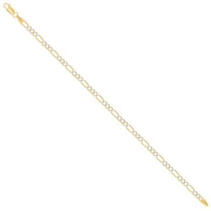 JewelryWeb 925 Sterling Silver Pave Super Flat Figaro Chain Two Tone 3.6mm Anklet Anklet for Women and Men - size: 7 inches