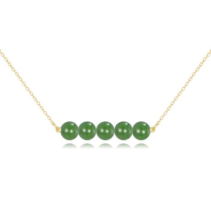KECHO 14K Real Gold Beads Pendant Necklace Solid Yellow Gold Jewelry Anniversary Birthday Gifts for Women - color: Green Jade 5