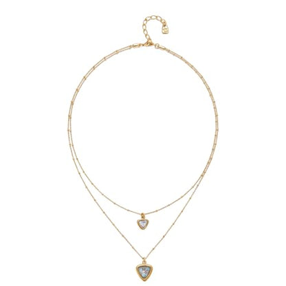 Uno de 50 18K Gold-Plated Double Layer Necklace 16" & 21" | Triangle Faceted Crystals Pendants