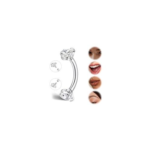 G23 Titanium Rook Piercing jewelry 16G Eyebrow Rings Curved Navel Barbell | Internally Threaded Dainty Helix Earrings Curved Barbell Small Belly Button Rings for Women - color: F, size: Length:10mm