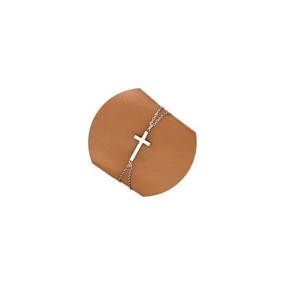 18K Gold Plated Pearl Beaded Cross Bracelets for Women Adjustable Stainless Steel Dainty Thin Gold Box Cuban Twisted Link Chain Bracelet Bridesmaid Jewelry Gifts - color: Double O Cross-White Gold