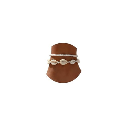 Qceasiy Starfish Ankle Bracelets for Women, Boho Beaded Beach Anklets Set | Gold-plated layered anklets in seashell, disc, and conch styles, with stretch or adjustable fits for summer beach outfits. - color: White 4
