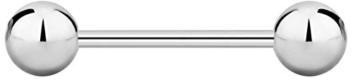 Forbidden Body Jewelry nipple barbell, nipple bars, silver nipplerings piercing Surgical Steel 8g - 18g Straight Barbell Body Jewelry (Sold Individually) - style: 16G 16mm (5/8") 5mm Balls