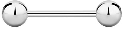 Forbidden Body Jewelry nipple barbell, nipple bars, silver nipplerings piercing Surgical Steel 8g - 18g Straight Barbell Body Jewelry (Sold Individually) - style: 16G 16mm (5/8") 5mm Balls