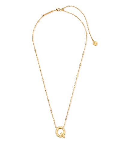 Kendra Scott Letters A-Z Pendant Necklace for Women, Fashion Jewelry, 14k Gold-Plated Brass - color: Letter Q