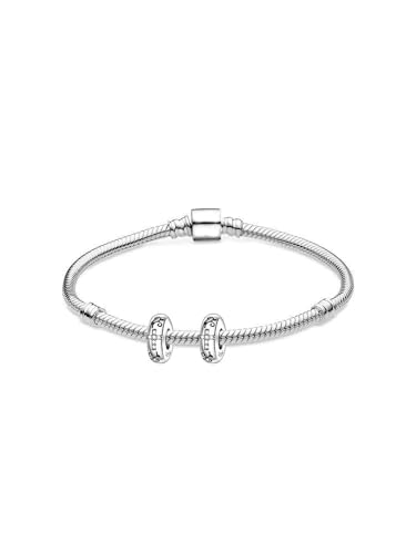 ARTCHARM Clasp Love Safety Chain Charm - Authentic 925 Sterling Silver Heart Beads - Fit European Style Bracelet - color: 2pcs Silicon Spacer