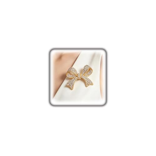 Gold Chunky Textured Bow Brooch Pin for Women, Boho Versatile Crystal Faux Pearl Brooch Vintage Statement Jewelry Clothing Accessories Gifts - color: Gold