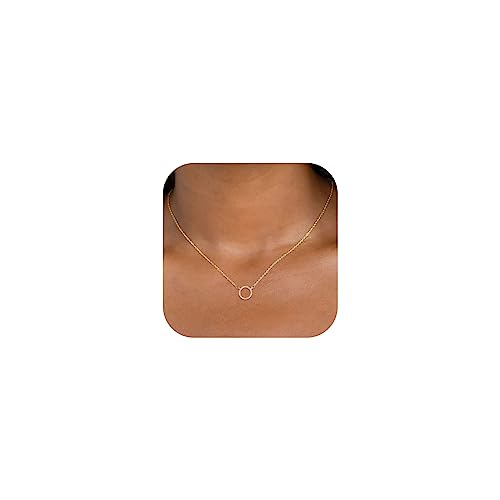 HANLI 14K Gold Plated Necklaces for Women - Dainty Butterfly, Star of David, Moon and Star, Sun, Lotus, Infinity, Hummingbird, Bee,Boots,Chill,Sunflower Pendant Designs - Elegant Jewelry for Women - color: Circle CZ