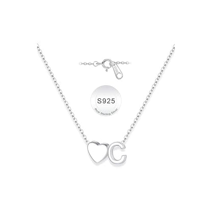 Turandoss S925 Sterling Silver Initial Necklaces for 5-16 Years Old Girls | Dainty Teen Girl Gifts Trendy Stuff Heart Initial A-Z Necklaces Personalized Birthday Jewelry Gifts for Girls - color: C