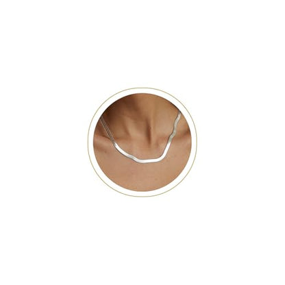 CHESKY Gold Necklace for Women 14K Plated/S925 sterling silver Snake Chain | Dainty Gold Necklace,Thin Chunky Chain,Simple Choker Necklaces for Women,Non tarnish Trendy Jewelry, Gifts for Women - color: silver, style: 5mm 16.5 inch snake