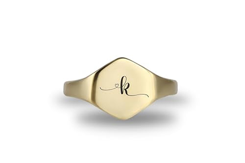 14k Gold Name Signet Ring - Engraved Signature Perfect For Her Valentine's Day Gift