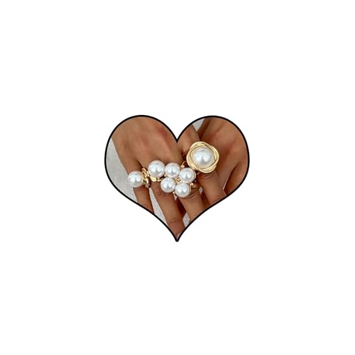 Chunky Gold Shell Starfish Ring Set for Women Trendy Gold Flower Scallop Seashell Starfish Gemstone Rings Adjustable Stacking Statement R-ings Non Tarnish Spring Summer Jewelry Accessories - color: A8:3 pcs