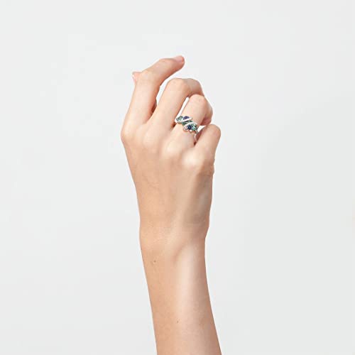 Santuzza 925 Sterling Silver Twist Ring White Cubic Zirconia Rings - color: [B]Blue