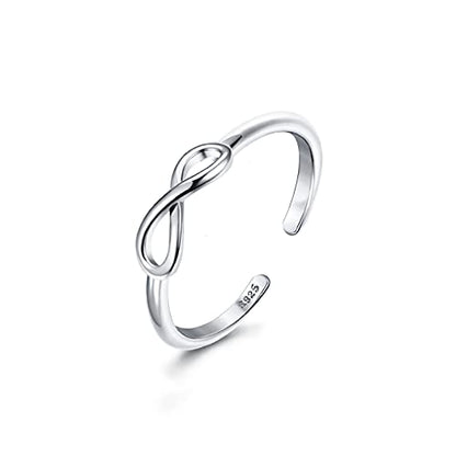 MILACOLATO Toe Rings for Women 925 Sterling Silver Adjustable Toe Ring | Adjustable Open Band Toe Rings, Hypoallergenic Ring for Sensitive Skin, Non Tarnished Waterproof Summer Beach Foot Jewelry - color: Infinity