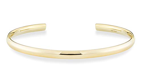 Miabella 925 Sterling Silver or 18K Gold Plated 925 Sterling Silver Italian 4mm Open Cuff Polished Bangle Bracelet for Women Adjustable 7.25 to 7.5 Inch Made in Italy - style: Yellow-Gold-Plated-Silver