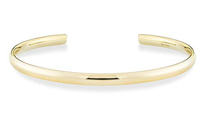 Miabella 925 Sterling Silver or 18K Gold Plated 925 Sterling Silver Italian 4mm Open Cuff Polished Bangle Bracelet for Women Adjustable 7.25 to 7.5 Inch Made in Italy - style: Yellow-Gold-Plated-Silver
